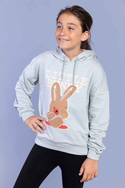 Toontoy Fată cu glugă Iepure cu imprimeu Swea tricou