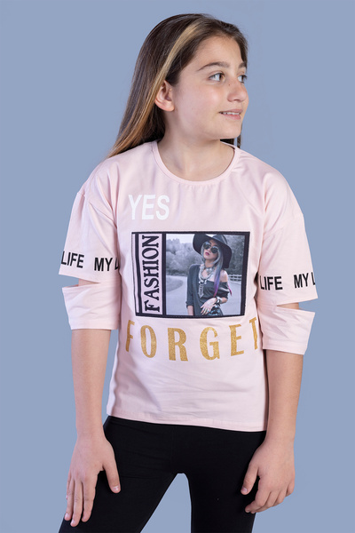Toontoy Tricou pentru fetiță - cu mâneci decupate cu imprimeu
