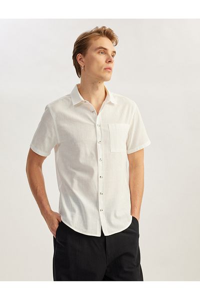 Koton Short Sleeve Cotton Pocket Detail Slim Fit Shirt