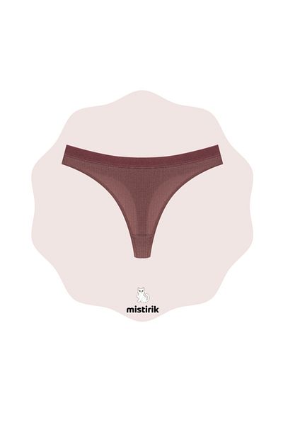 MİSTİRİK Paulo Model - Ribbed and Flexible Soft Fabric, Plum Color String Panties