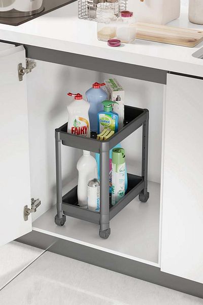 EVLE 2-Tier Rolling Cabinet Organizer Modular Shelf, Bathroom Shelf, Kitchen Shelf