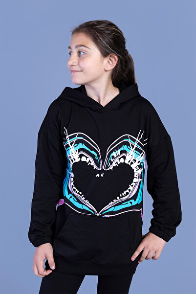 Toontoy Fată cu imprimeu cu glugă Kangaroo Swea tricou