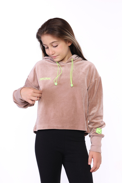 Toontoy Catifea pentru fete cu glugă Swea tricou