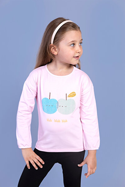 Toontoy Devojka - T-shirt sa printom, elastičnim rukavima i vezom