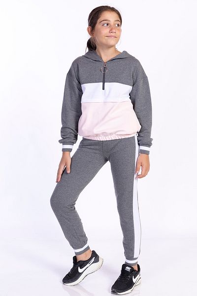 Toontoy Girl's Garnished Tracksuit Set