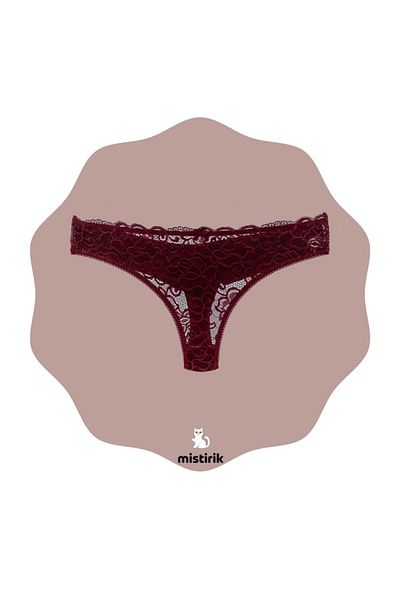 MİSTİRİK Chiloți Moale Model Masara Culoare Bordeaux Cu Detaliu Dantela