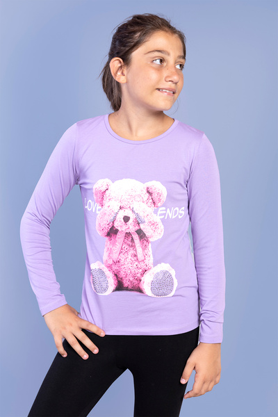 Toontoy Tricou pentru fetiță Ursuleț cu imprimeu