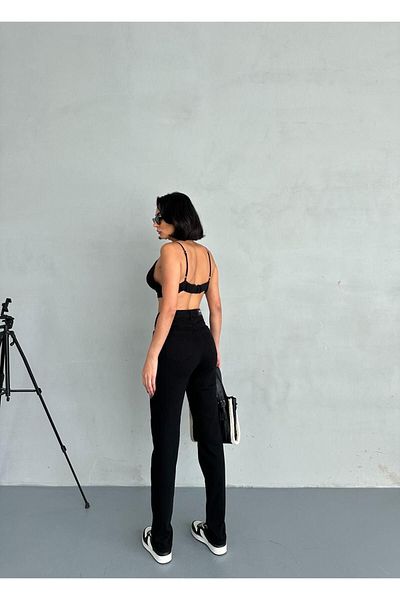 LİMABEL Gizem Milano New Season Ivan Mom Black High Waist Lycra Boyfriend Jeans Pants