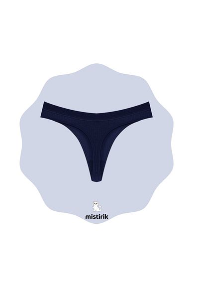 MİSTİRİK Paulo Model Navy Blue String Panties - Ribbed and Flexible Soft Fabric