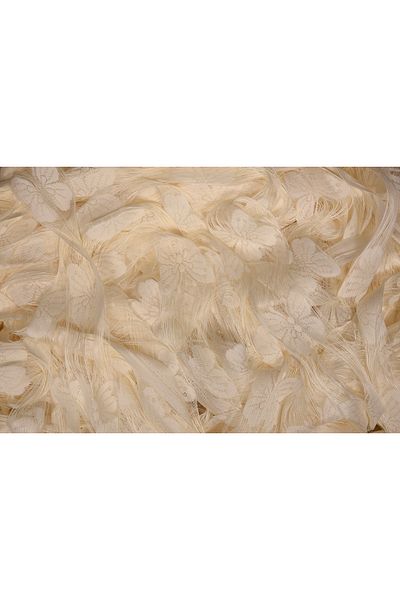 AKÇA TEKSTİL Butterfly Model Cream Color Rope Curtain Ready Buttons Stitched Rope Curtain 100*280cm