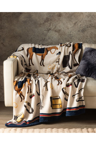 Madame Coco Pătură Cheval Wellsoft Polar cu imprimeu TV - Bej - 130x170 cm