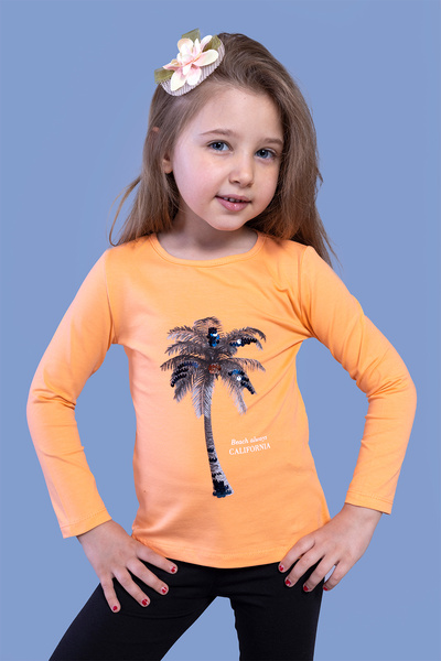 Toontoy تي شيرت مطرز بالترتر مطبوع عليه نخلة للفتيات