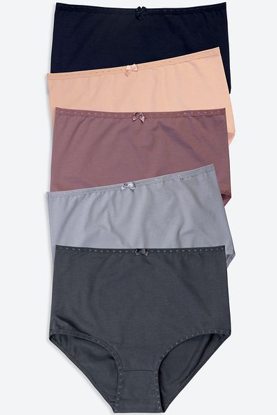Happy Fox Chiloți pentru femei din bumbac lycra cu talie super înaltă, pachet de 5 - Bato, mărime mare, bleumarin-antracit