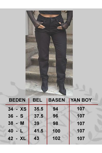 LİMABEL Mystery Milano - New Season Ivan Queen Black Mom Jeans - Lycra Colorfast Boyfriend