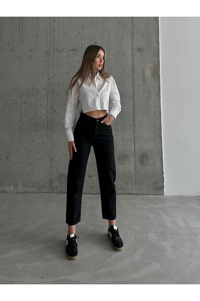 LİMABEL Mystery Milano High Waist Mom Jean - Ivan Queen Alya Black Colorfast Women Boyfriend Power