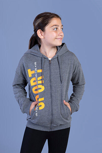 Toontoy Κοριτσίστικη ζακέτα με κουκούλα με δύο πλαϊνές τσέπες B με τύπωμα