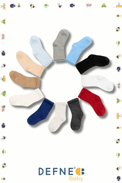 Defne Baby 12 Pairs of Cotton Boys and Baby Socks