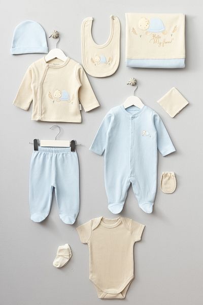 Bebitof Turtle Patterned 10 Piece Boxed Hospital Discharge Set