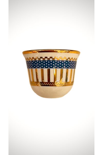DUKKANI ISTANBUL 6 Cupless Porcelain Gawa Coffee Cup - Blue Points Gold Mirror