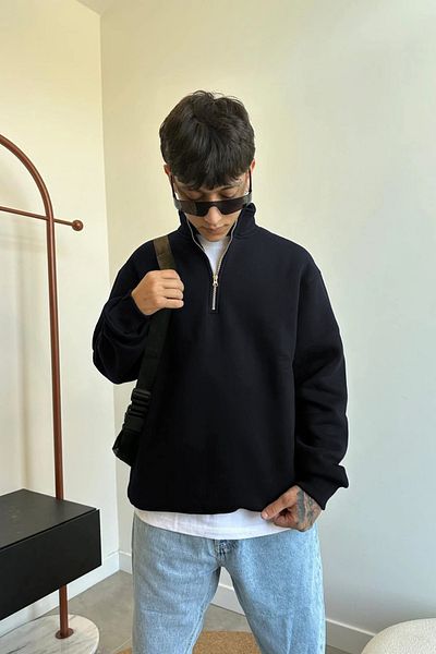 BayBayan Men's Half Zip Thick Winter Premium Model Sweatshirt