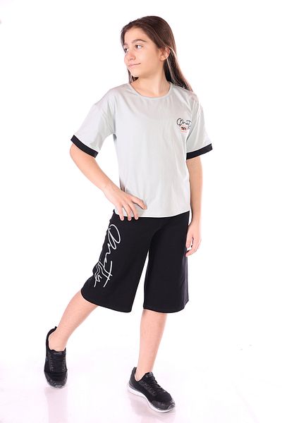 Toontoy Girl - Pretty Printed Embroidered Capri Suit Set