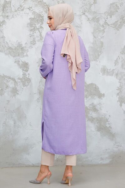 Neva Style Lilac Hijab Tunic - Button, Model 41401Lila