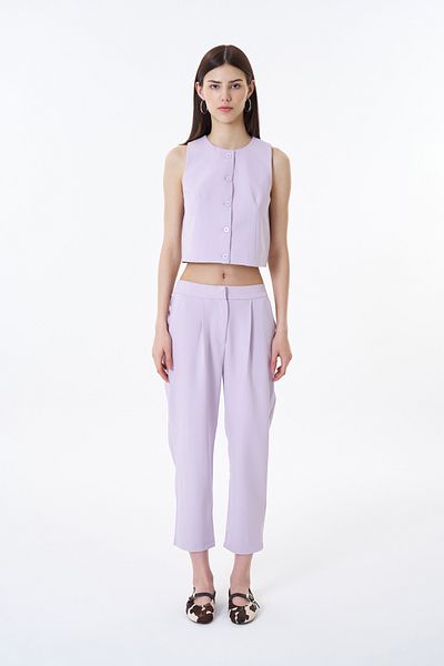 Quzu Lilac Vest Jacket - Button Detailed