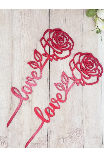 BOTE CONCEPT Love Yazılı Kırmızı Gül Seti (2'li) – 25 cm