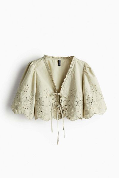 H&M Cropped broderie anglaise blouse