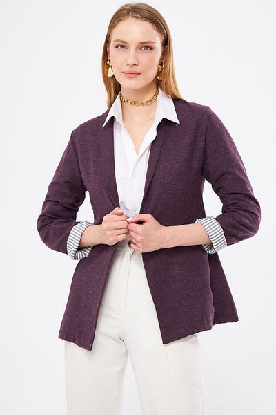 armonika Jachetă cu un singur nasture cu mâneci prune pentru femei ARM-22K001122
