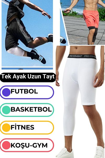 DOMİN SPOR Ανδρικό λευκό αθλητικό κολάν μπάσκετ με ένα πόδι