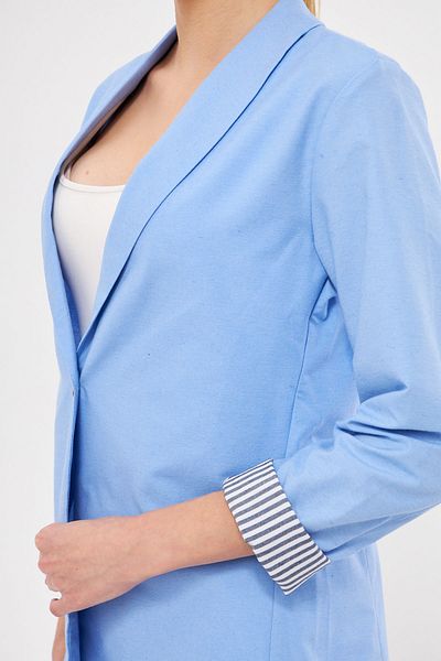 armonika Jachetă pentru femei, albastru gheață, cu dungi cu un singur nasture, ARM-22K 001122