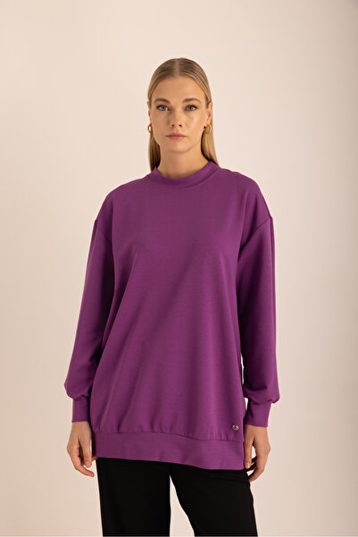 Aker Mor Logo Detaylı Rahat Kalıp Sweat