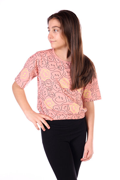 Toontoy Fată - Tricou complet cu fața zâmbitoare cu imprimeu