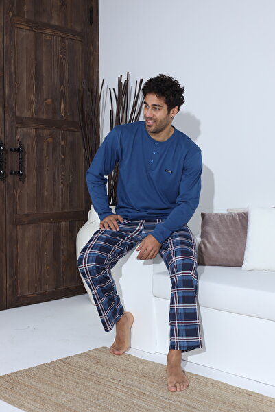 CALİA Ανδρικό σετ πιτζάμες με μακρυμάνικο μονό ζέρσεϊ