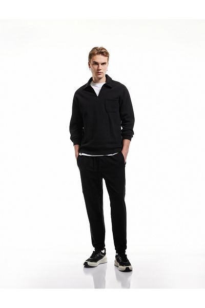 Koton Zippered Pocket Cotton Stitching Detailed Lace up Waist Jogger Sweatpants