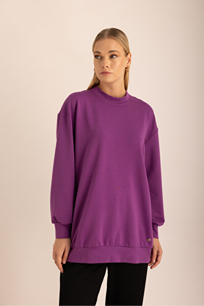 Aker Mor Logo Detaylı Rahat Kalıp Sweat