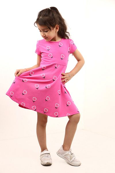 Toontoy Girls' Full Tulip Printed Dress with Skirt Flounce