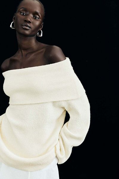 H&M Rib-knit off-the-shoulder jumper