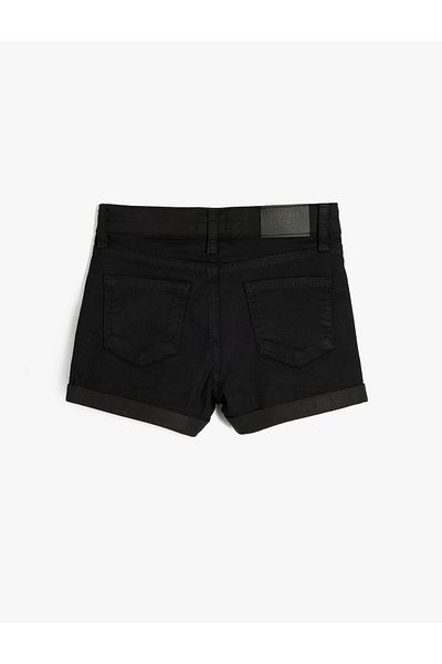 Koton High Waist Button Basic Denim Shorts