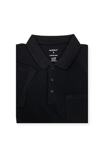 ercan triko Ανδρικό μπλουζάκι Ercan Classic Polo Neck Pique Woven Pocket Μαύρο Χρώμα 7001