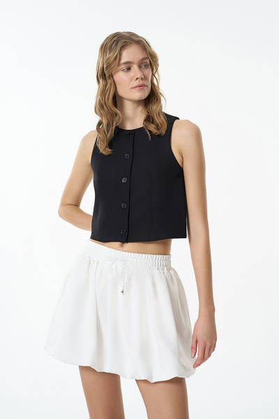 Quzu Чорний жилет-піджак - з ґудзиками