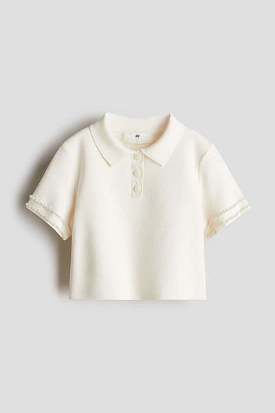 H&M Embellished Rib-knit Top