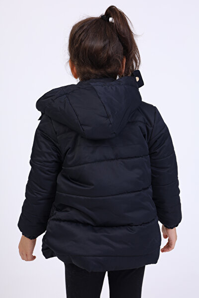 Toontoy Girl's Water Repellent K Hooded Zippered Pocket Coat - Faux Fur Inside