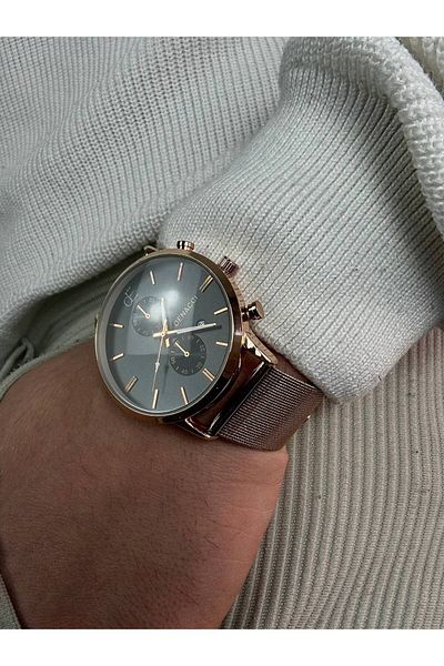 Arvens Denacci Vintage Rose Gold Men's Wristwatch Stainless Steel Sturdy Steel Case Colorfast