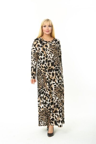 kısmet sepeti Γυναικείο φόρεμα με μαλακή υφή Leopard Print Plus Size
