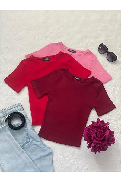 Wearflawless Γυναικείο μπλουζάκι με λαιμόκοψη 3 τεμαχίων από βαμβακερό πλεκτό...