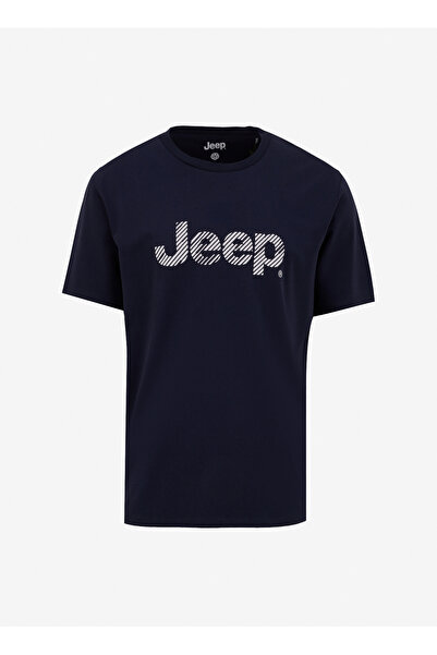Jeep Bisiklet Yaka Baskılı Lacivert Erkek T-Shirt J5SM-TST7351