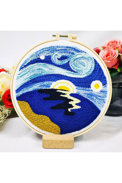 ElkaHobi Kasnaklı Goblen Punch (Panç) İşleme Seti 20 cm Ayışığı Deseni