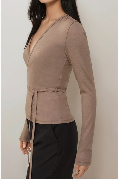 Hiccup Double Breasted Lacing Detail Soft Fabric Ballerina Blouse